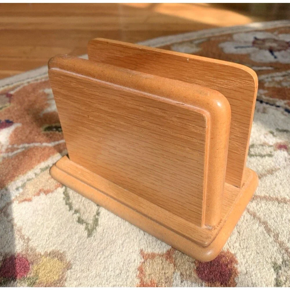 Vintage Wooden Napkin Holder Farmhouse Floral Design Cottage 4 X 5”